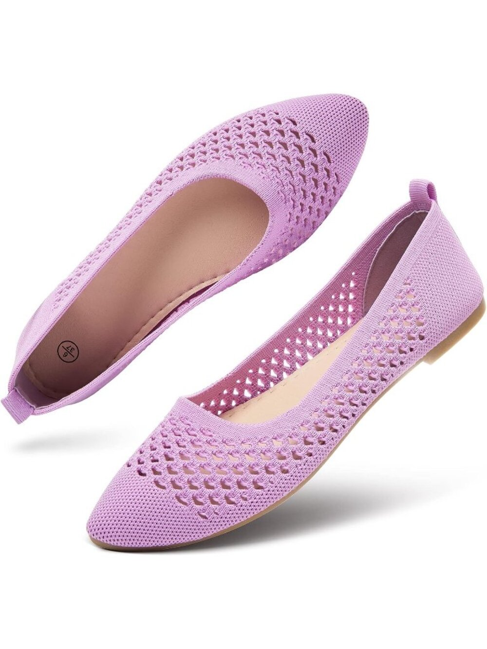 Women's Purple Breathable Pointed Toe Slip on Casual Loafer Ballet Flat Shoes